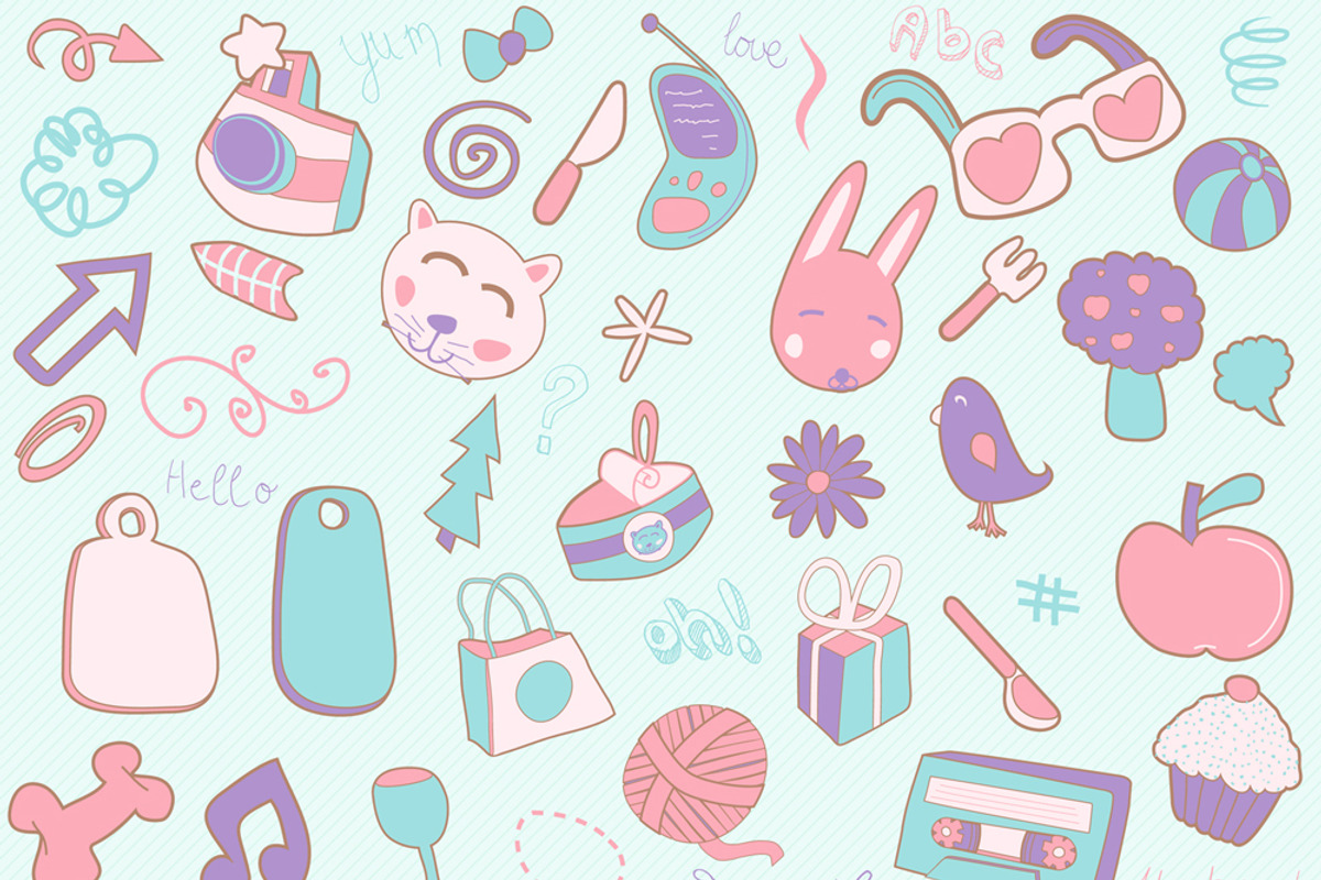 cute doodle clip art pack preview 3