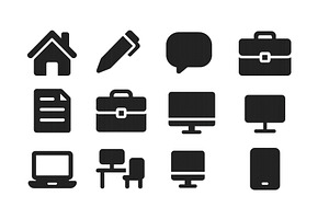 Collection of simple black icons, a Technology Illustration by ZinetroN