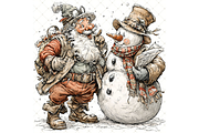 Santa and Snowman Clipart JPG, a Seasonal Illustration by Memories By Lea (Thumbnail 18 of 18)