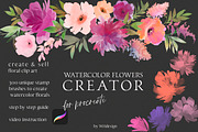 Watercolor Flowers Procreate Creator, a Brush Add-On by whiteheartdesign (Thumbnail 1 of 8)
