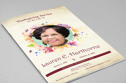 Watercolor Funeral Program Template, a Templates & Theme by Godserv Designs