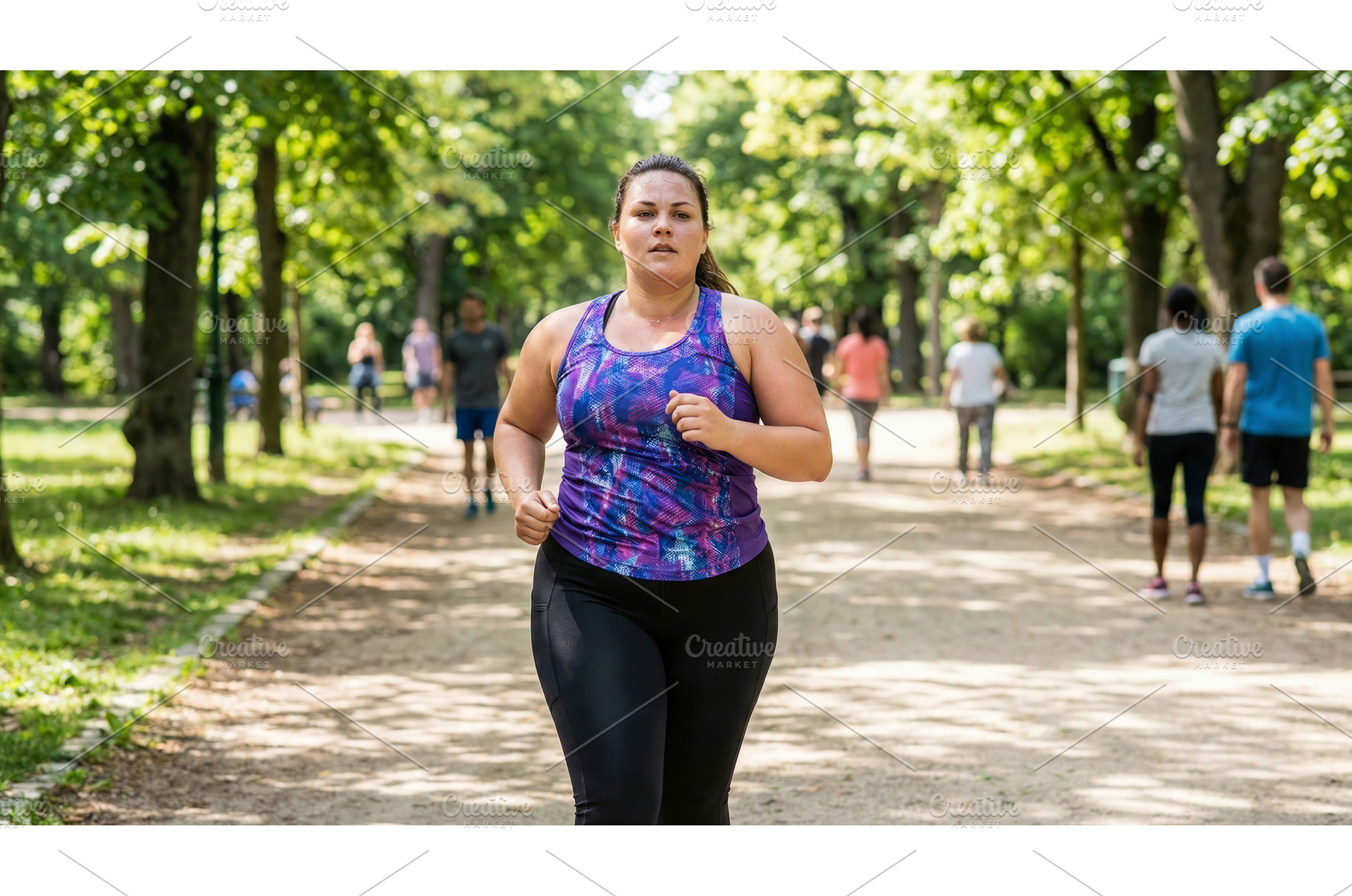 Woman Runs in Park, a Nature Photo by CREATIVEDEF