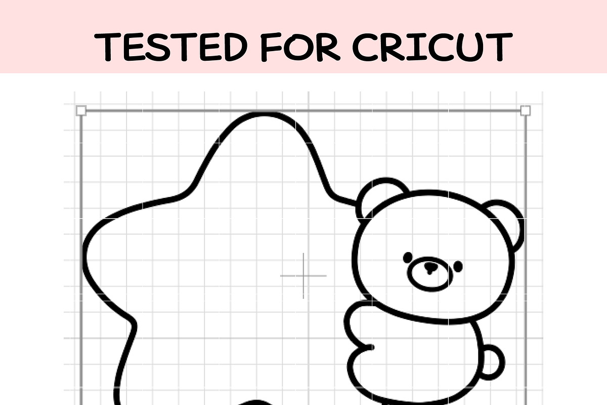 cute bear outline SVG | bear with st, an Illustration by TheHitShop (Photo 3 of 10)