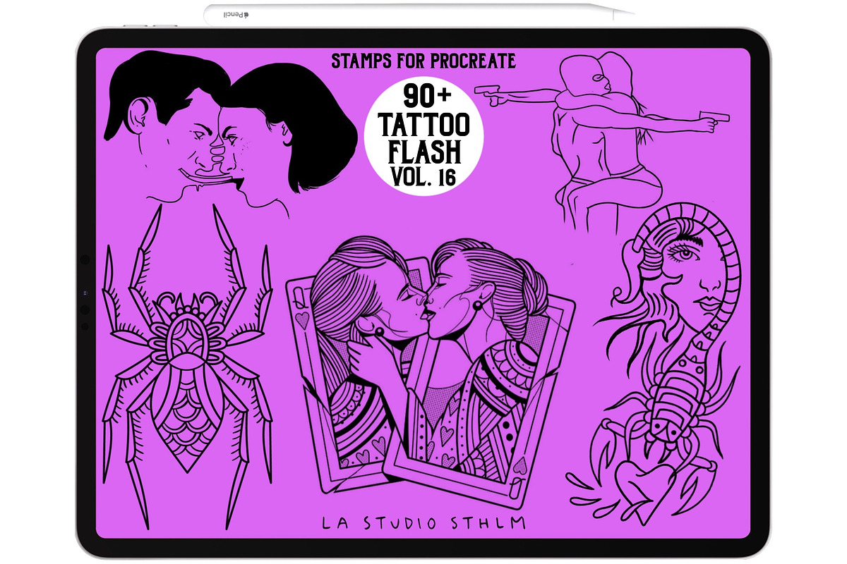 BUNDLE 2 - Tattoo Flash - Stamp Sets, a Brush Add-On by LA Studio Sthlm (Photo 2 of 17)