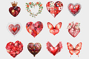 Watercolor Valentine Hearts Clipart, a Seasonal Illustration by Design Market (Thumbnail 3 of 5)