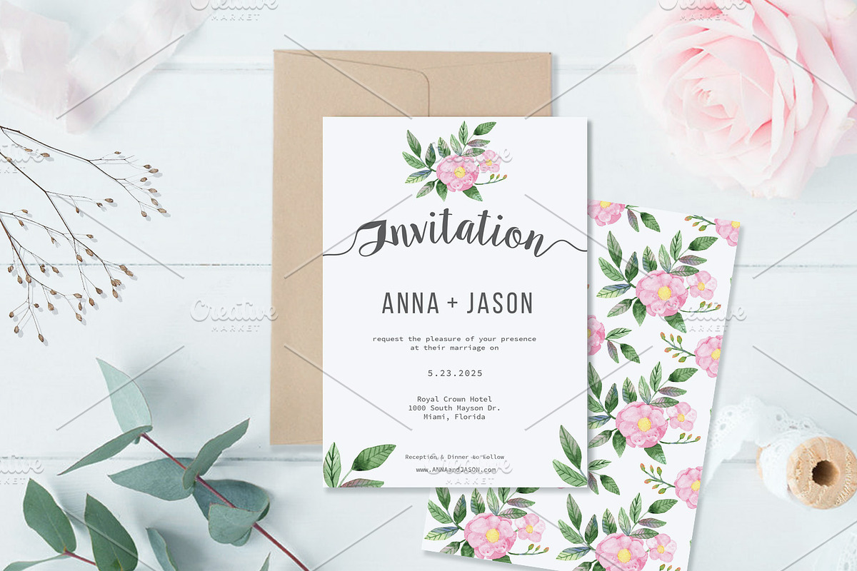 Rosehip Watercolor Wedding Invite, an Invitation Template by Love Design (Photo 4 of 7)