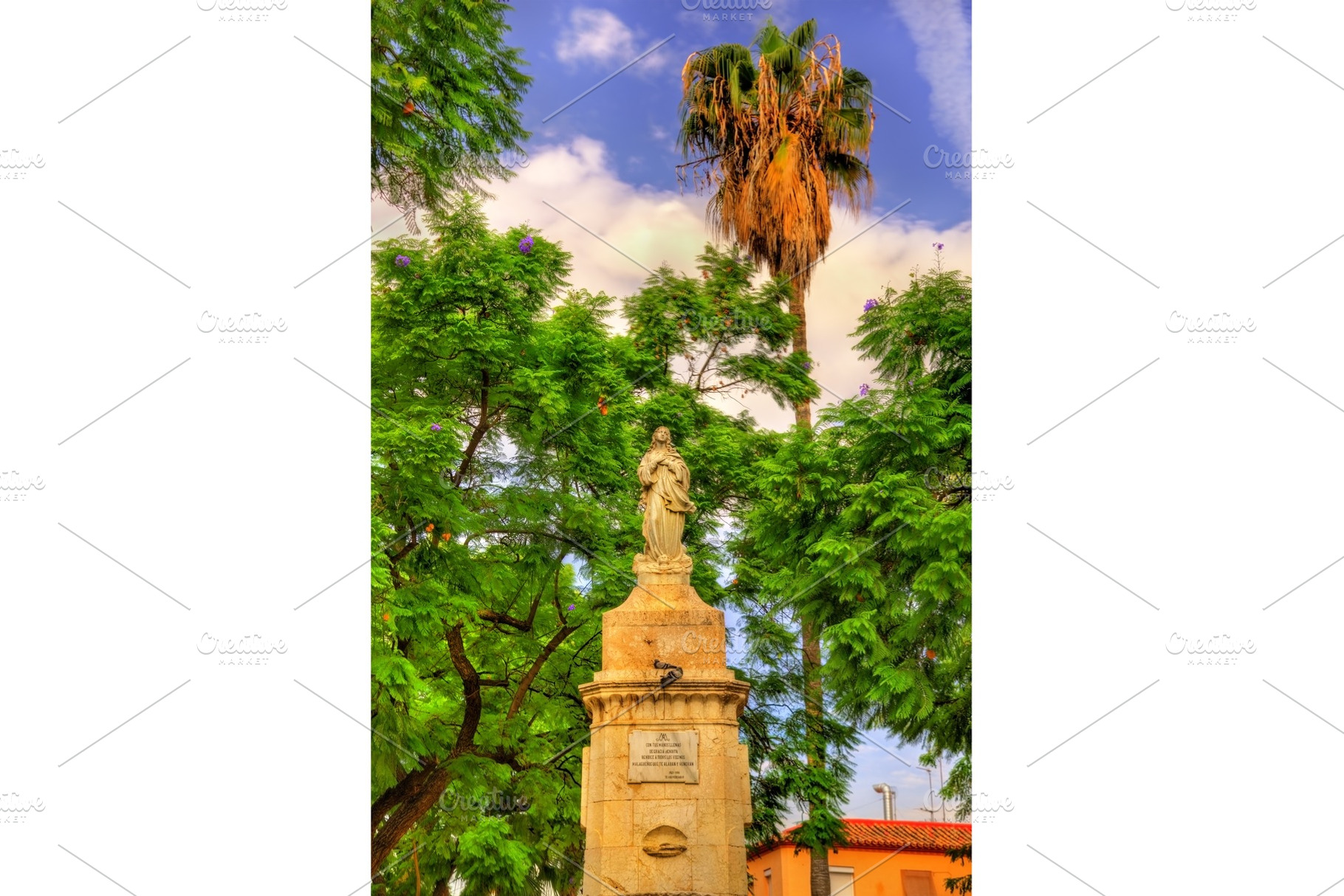 Monument on Capuchinos Square in Malaga, Spain, an Architecture Photo by Leonid Andronov