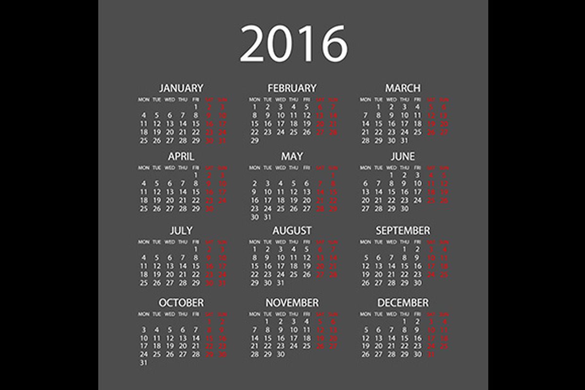 Flat Calendar 2016, a Stationery Template by Rommeo79 (Photo 2 of 5)