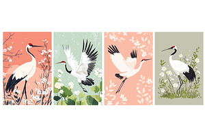 Japanese crane bird vertical posters, an Animal Illustration by Valerie Bodnar