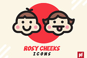 Rosy Cheeks Emoticon Set, an Outline Icon by NAS (Thumbnail 1 of 3)
