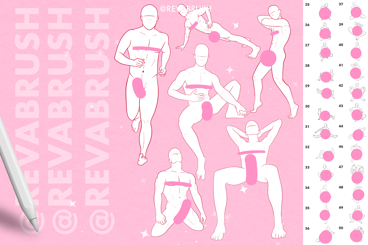 Procreate Male Mature Pose brushes, a Brush Add-On by Revabrush (Photo 6 of 6)