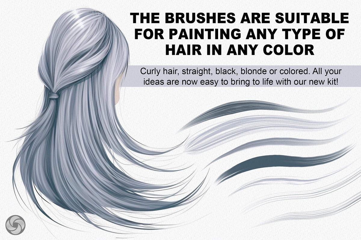Hair Brushes Procreate, a Brush Add-On by Easy Procreate (Photo 2 of 10)