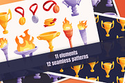 Olympic elements and awards |Pattern, an Object Illustration by EeKayStore (Thumbnail 1 of 4)