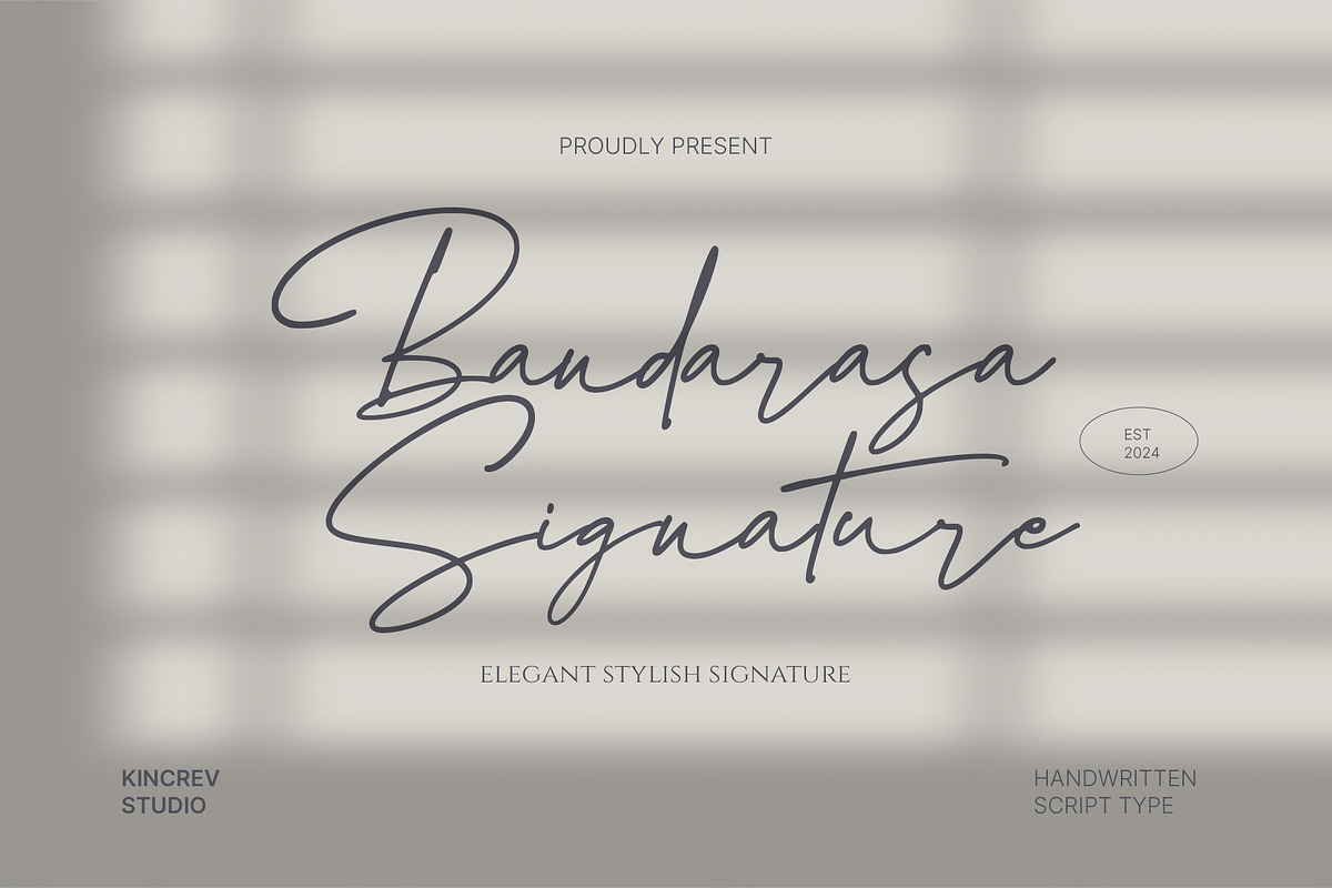 Bandarasa Signature, a Script Font by Kincrev Studio (Photo 1 of 10)