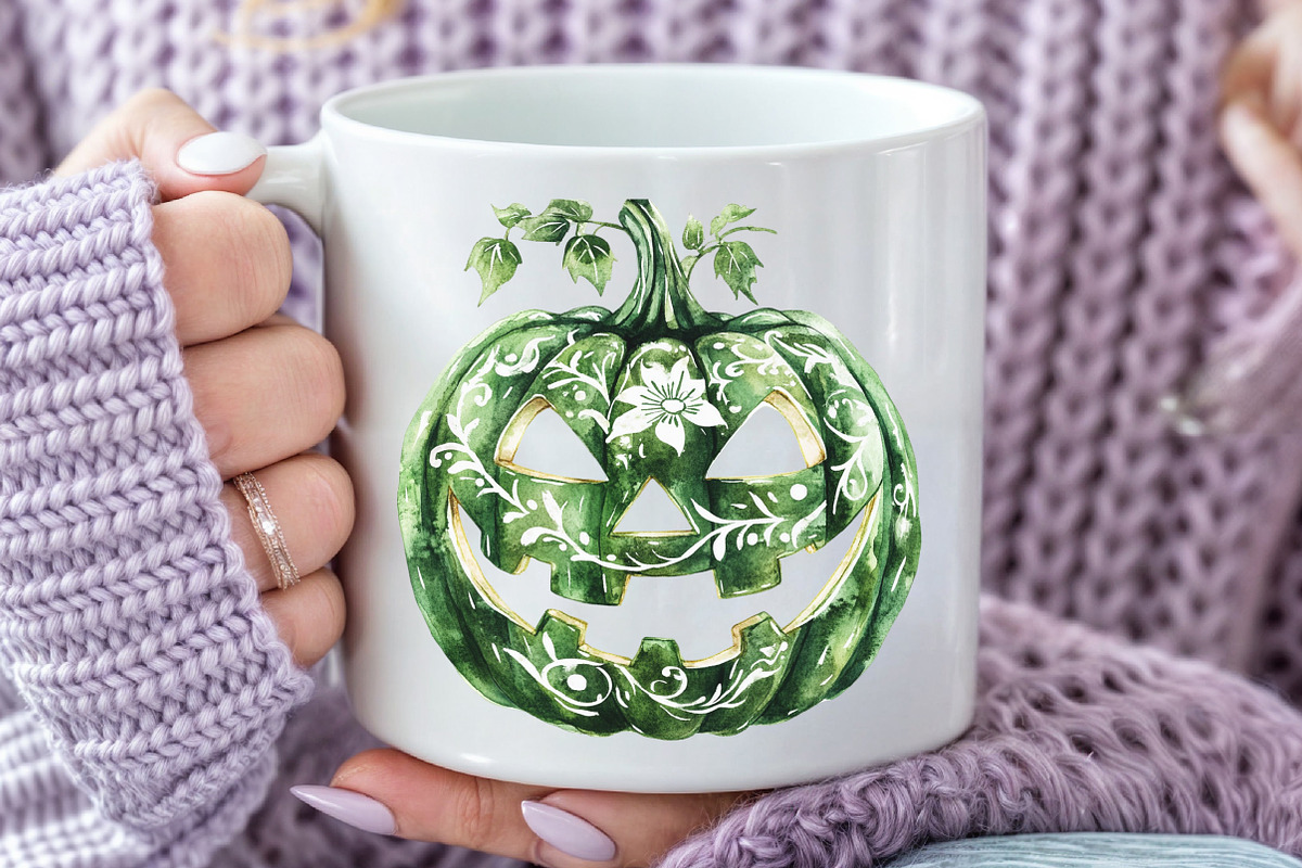 Green & White Halloween Clipart, an Illustration by CraftArtStudio (Photo 5 of 6)