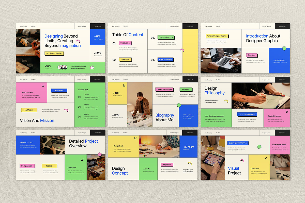 Cream Modern Creative Portfolio PPT, a Presentation Template by graphicook (Photo 2 of 4)