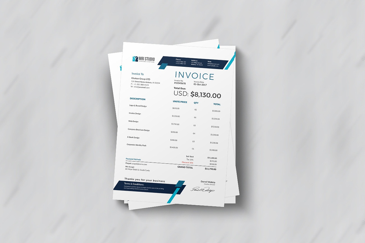 Creative Invoice Template, a Stationery Template by MRI STUDIO