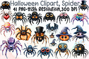 Halloween Clipart, Spider Clipart PN, an Illustration by Sublimation Artist (Thumbnail 1 of 6)