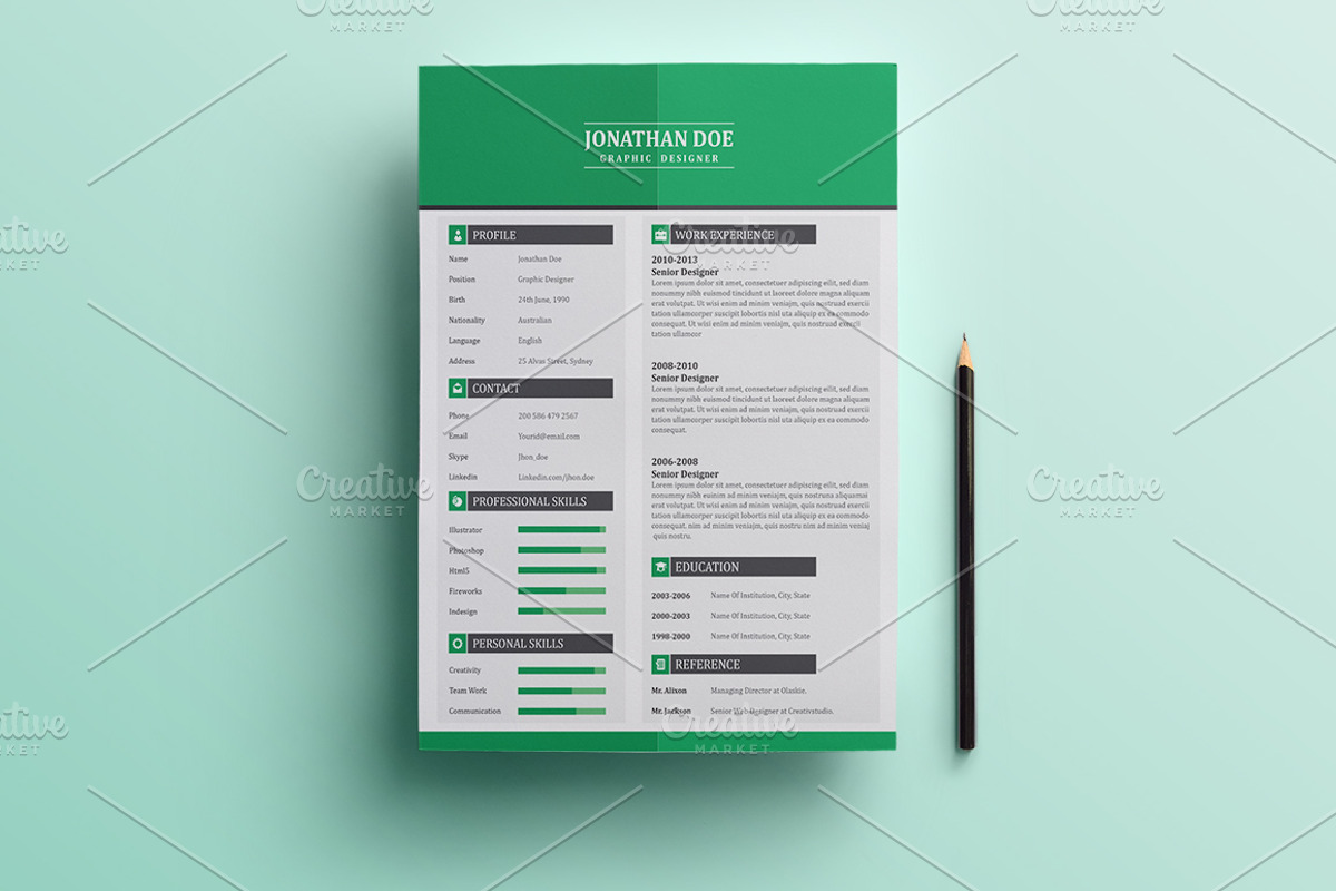 50% Off Flat Resume (3 Pages), a Resume Template by Pentaclay (Photo 4 of 5)