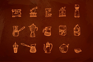 100 Hand Drawn Coffee House Element