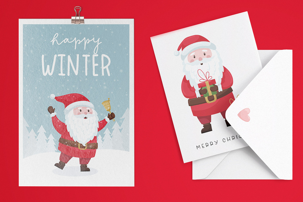 Christmas Santa. Characters & cards, a Seasonal Illustration by Valeria Soloveva (Photo 2 of 5)