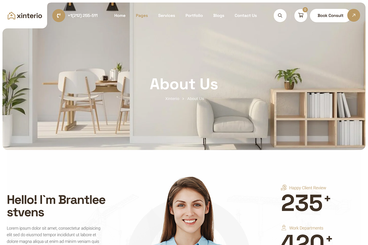 Interior Design WordPress Theme + RT, a WordPress Template by Design Spade (Photo 2 of 11)