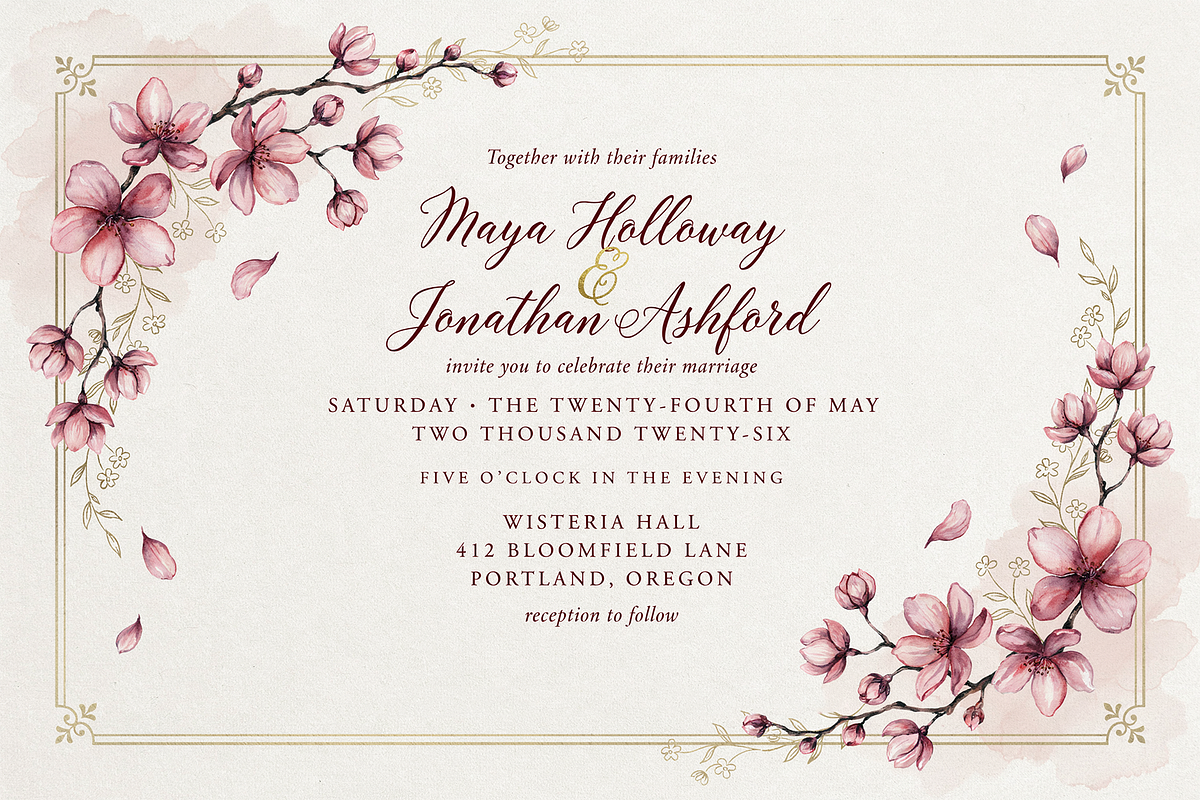 Cherry Blossom Watercolor Clipart, a Decorative Illustration by ForhadGFX (Photo 1 of 13)