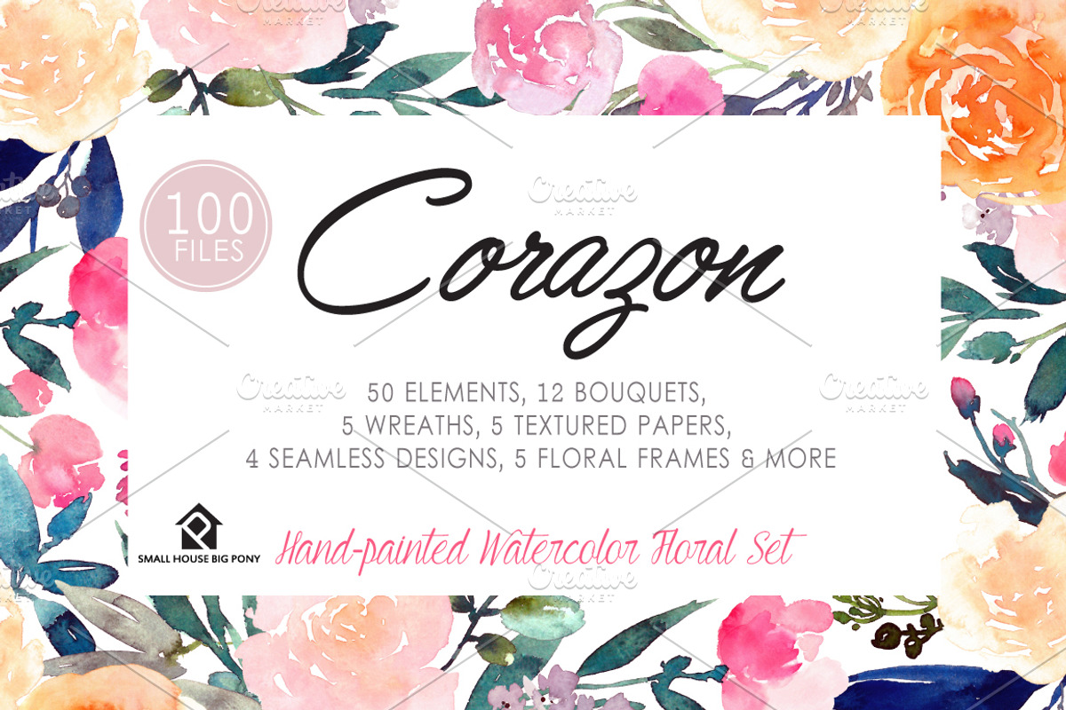 Corazon - Watercolor Floral Set, an Illustration by SmallHouseBigPony (Photo 10 of 12)