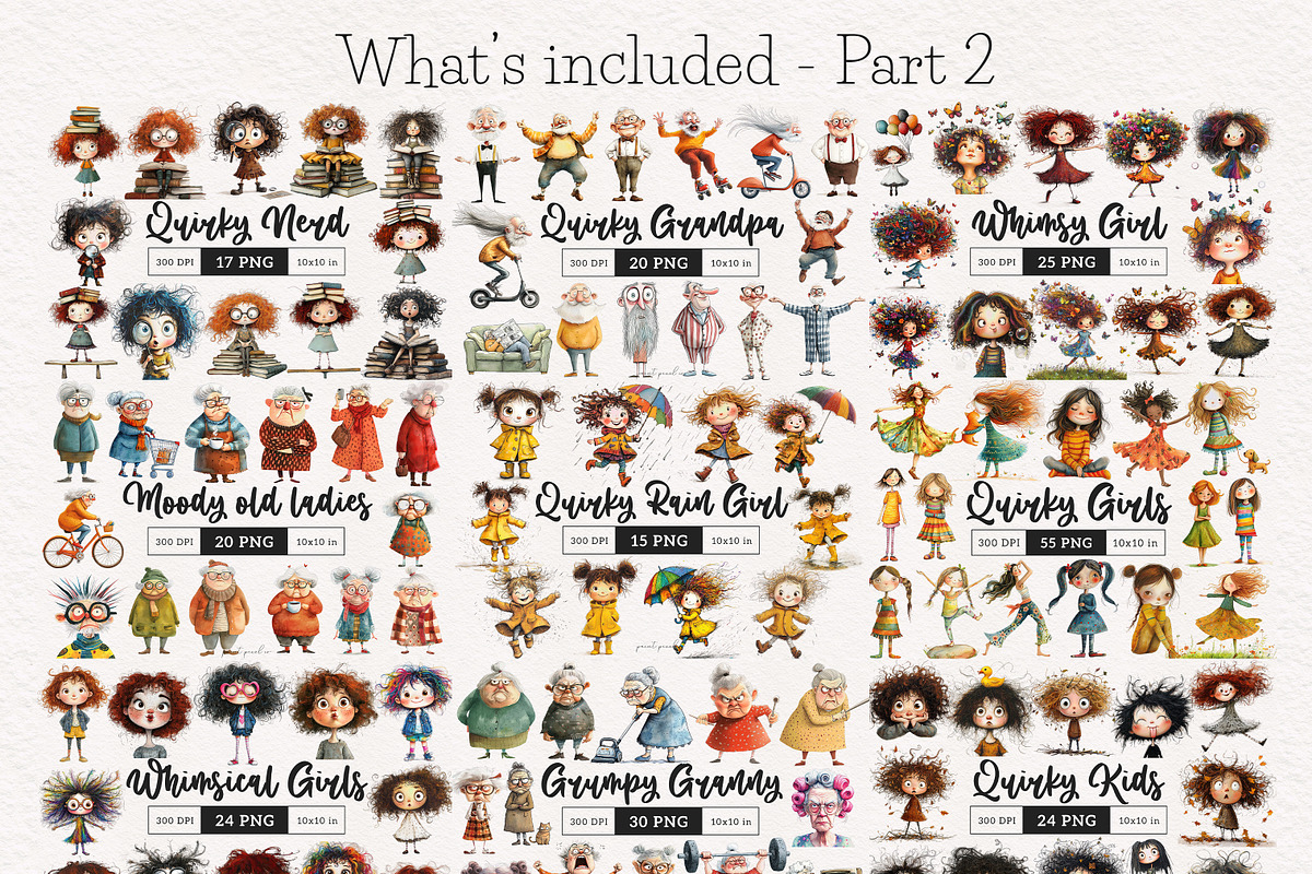 Whimsical People Clipart Bundle, a Person Illustration by PaintPixelCo (Photo 14 of 15)