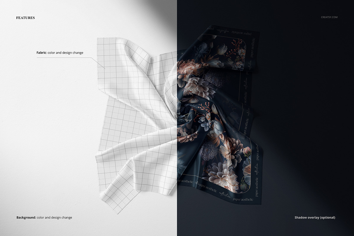 Crumpled Square Silk Scarf Mockup, a Mask Mockup by creatsy5 (Photo 3 of 5)