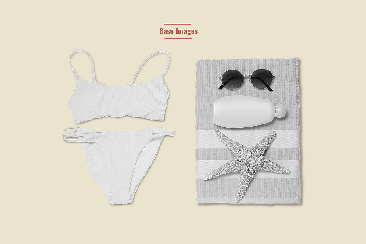 Female 2-Piece Swimwear Scene Mockup, an Apparel Mockup by Designertale (Photo 6 of 6)