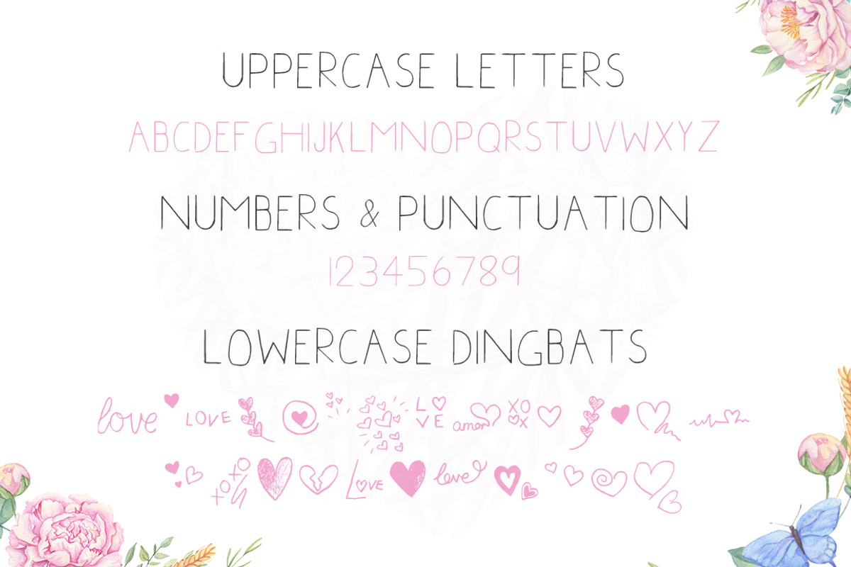 Little Hearts Font preview 4