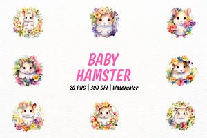 Happy Baby Hamster with Flower, an Animal Illustration by New-School-Wave