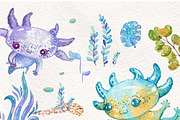Axolotl cute and funny. Watercolor, an Illustration by JaneLane (Thumbnail 4 of 4)