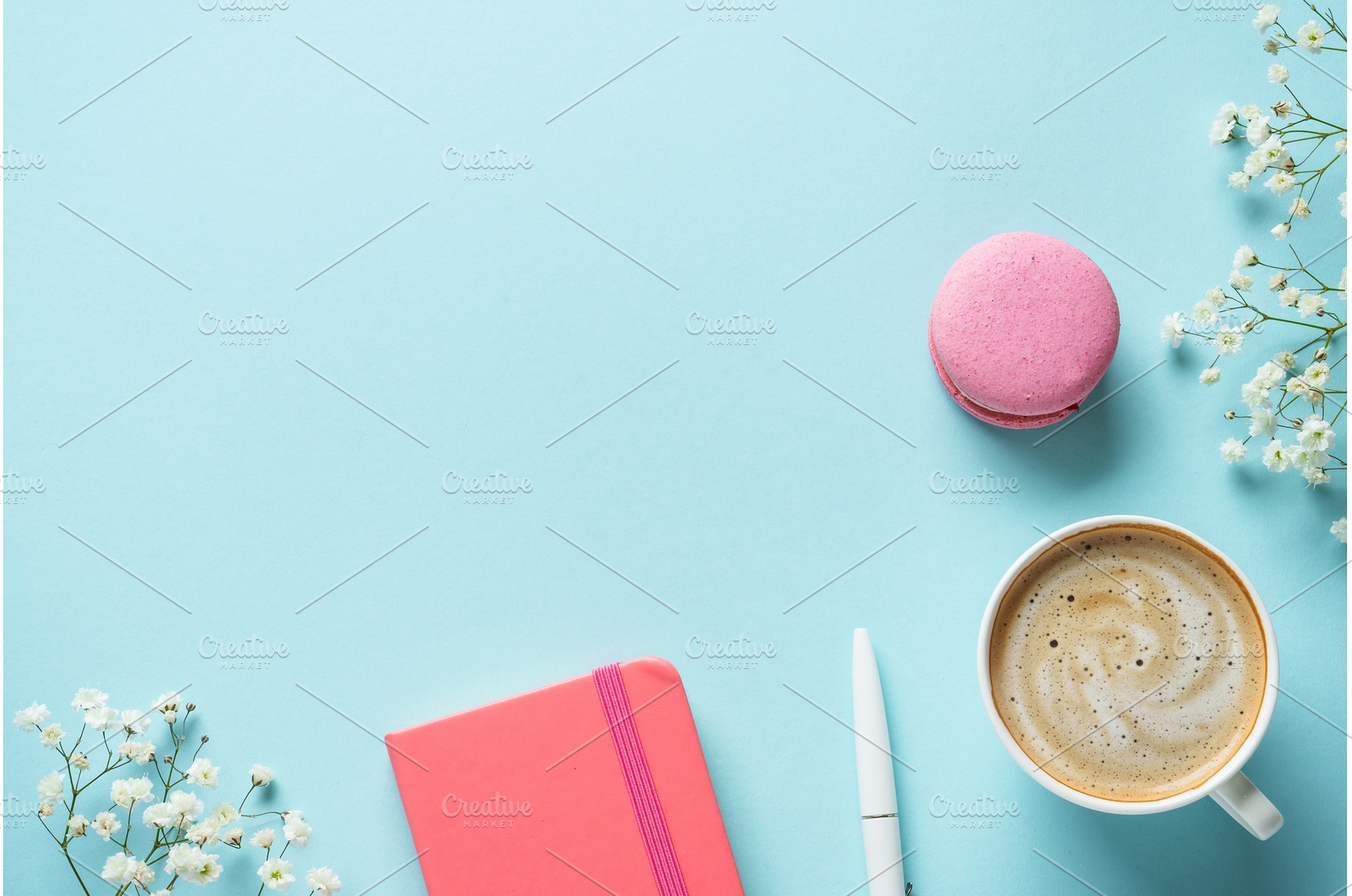 Cup of coffee, macaroon and flower, an Arts & Entertainment Photo by Nadia-nb