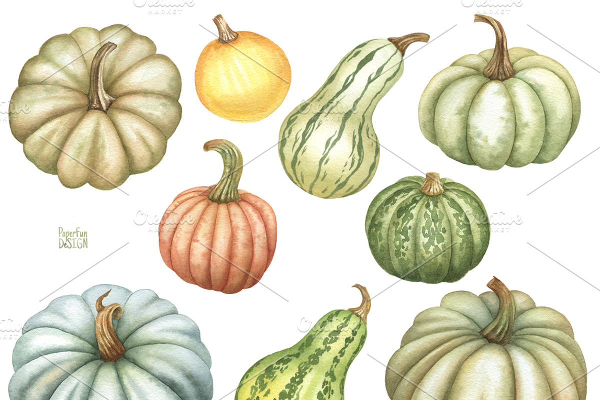 Thanksgiving watercolor Bundle., an Illustration by Mary (Photo 6 of 9)
