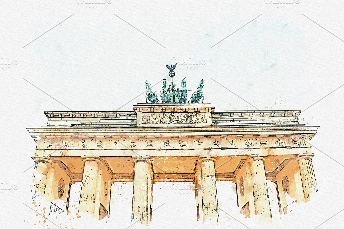 Brandenburg gate in Berlin, Germany, an Illustration by franz12