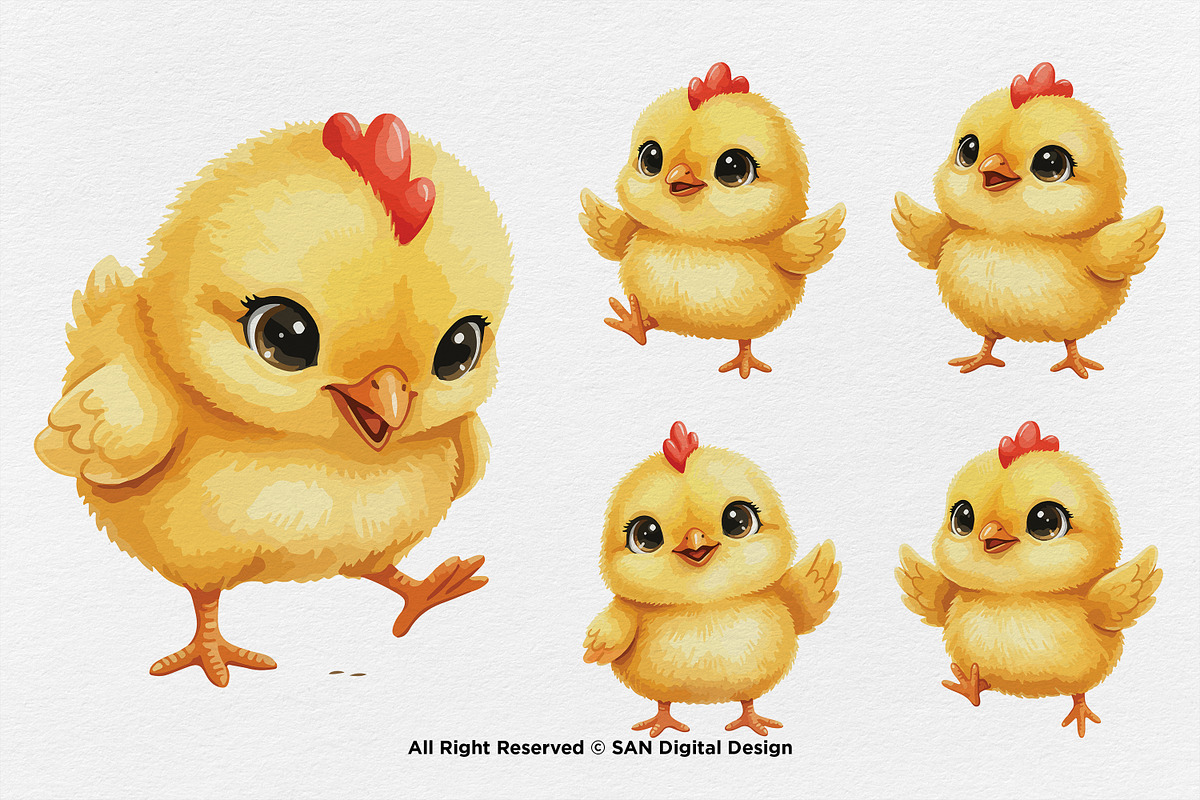 15 Bundle Watercolor Cute Chicks, an Animal Illustration by Morspective (Photo 7 of 8)