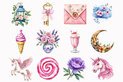 Watercolor Unicorn Kingdom Clipart, a Seasonal Illustration by Design Market (Thumbnail 2 of 5)