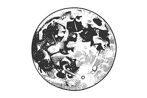 the Moon engraving sketch vector, an Illustration by AlexArt