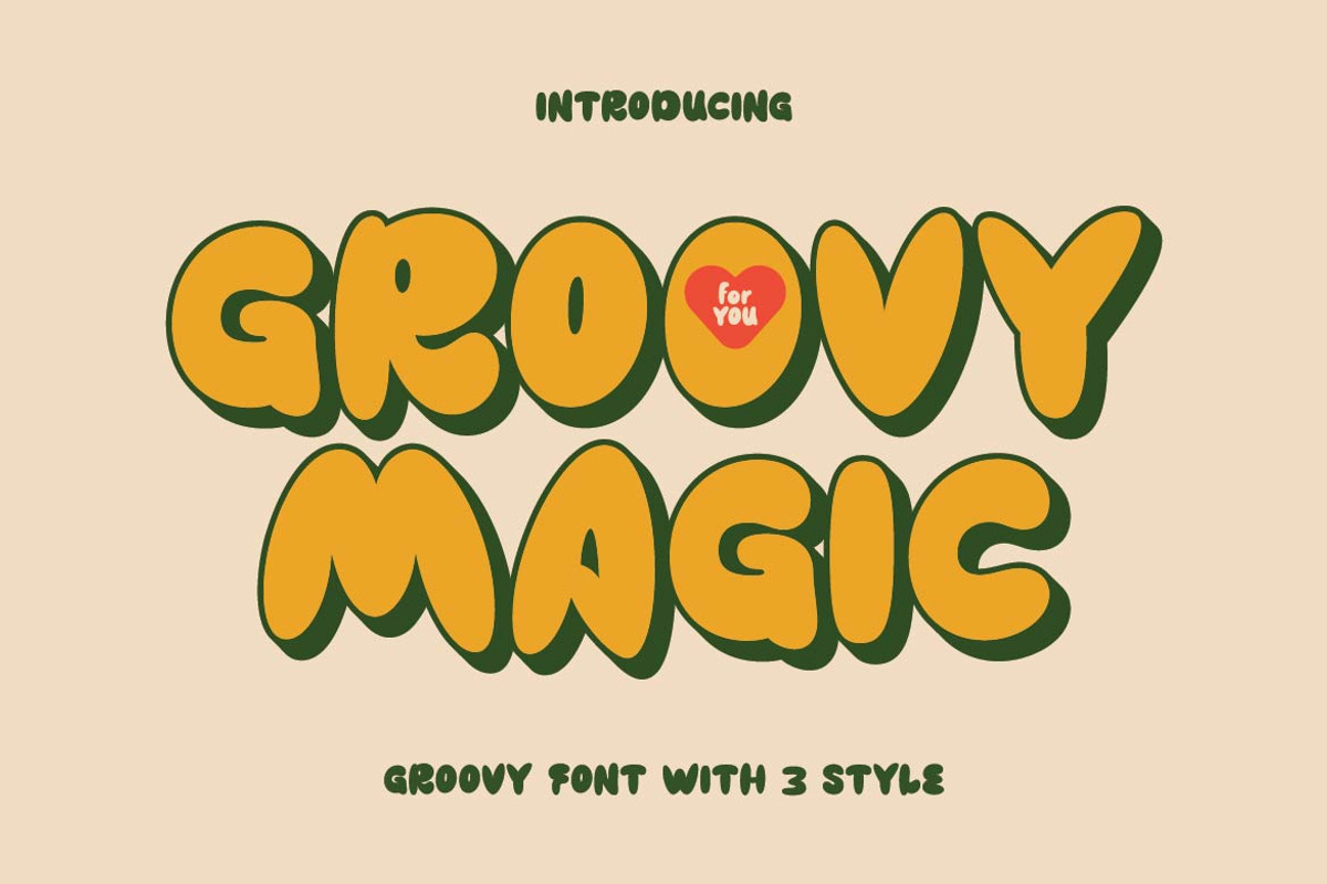 GF Magic - Retro Groovy Font, a Sans Serif Font by GroovyFontCo (Photo 1 of 9)