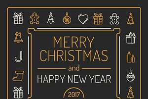 Christmas Card, 20 Icons And Pattern