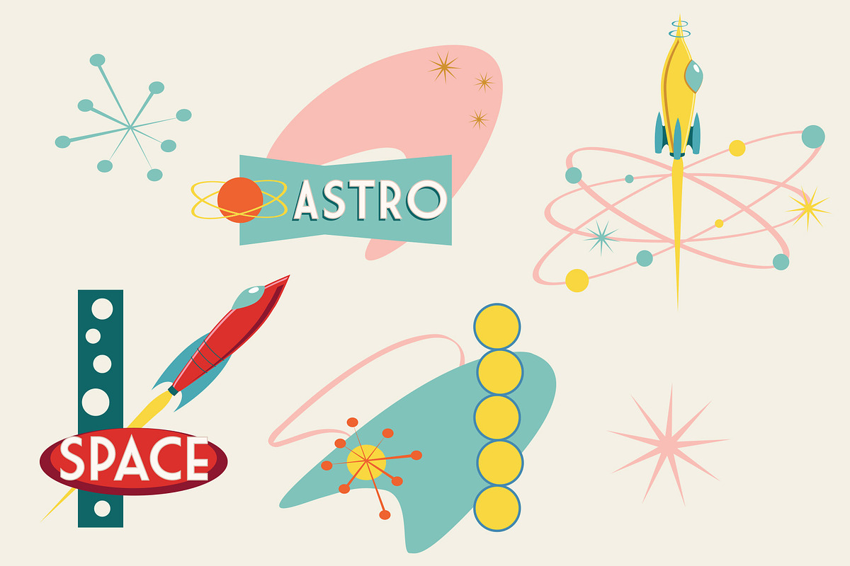 Vector Retro Rockets, a Technology Illustration by Carolyn Packard Design (Photo 6 of 9)