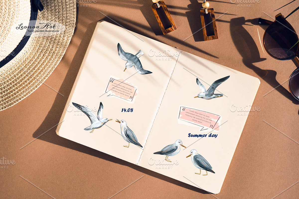 Seagulls Clipart Set, an Animal Illustration by Leonaa art (Photo 7 of 10)