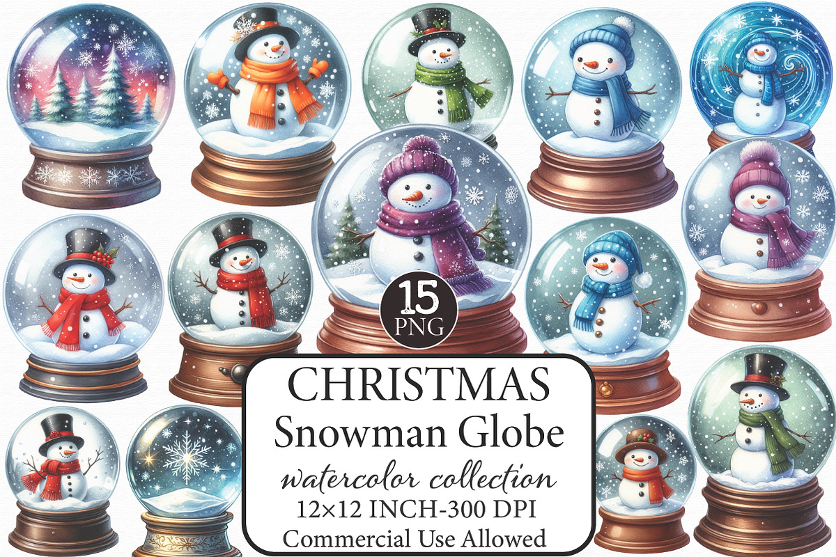 Christmas Snowman Globe Clipart, an Illustration by Libby Wishes (Photo 1 of 8)