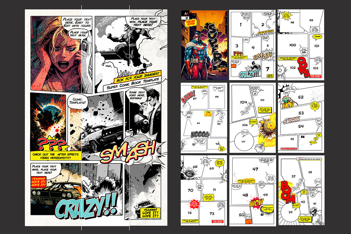 Super Comic Strip Template, a Magazine Template by mixmedia87 (Photo 2 of 6)