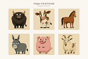 Ginger Cat & Friends Clip Art, an Animal Illustration by LanternkinStudio (Thumbnail 8 of 15)