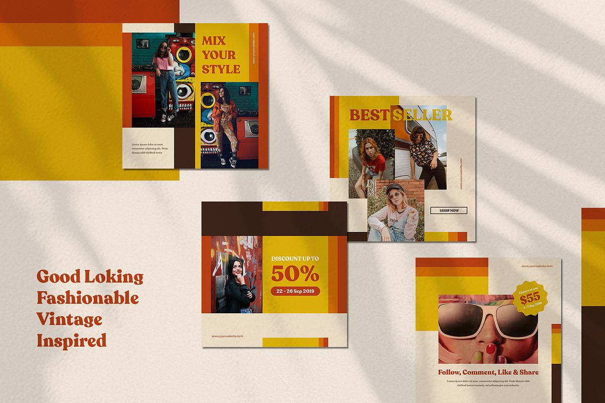 Retro Style - Instagram Pack, a Social Media Template by uyo66 (Photo 3 of 6)