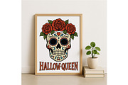 Hallow-Queen Sugar Skull Wall Art, a Background Graphic by LaseredNinja (Thumbnail 3 of 7)