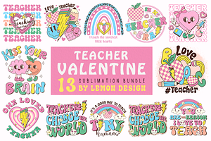 Teacher Valentine PNG Sublimation, a Seasonal Illustration by LemonDesign